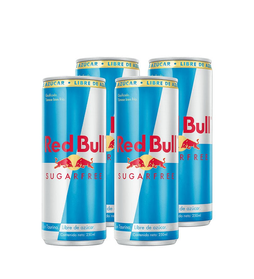 4 pack de latas de bebida energizante Red Bull Sin Azúcar de 250 ml