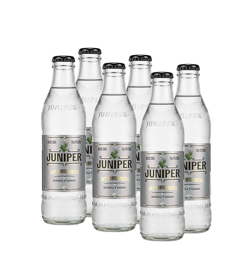 6 pack de botellas de agua tónica Juniper de 200 ml