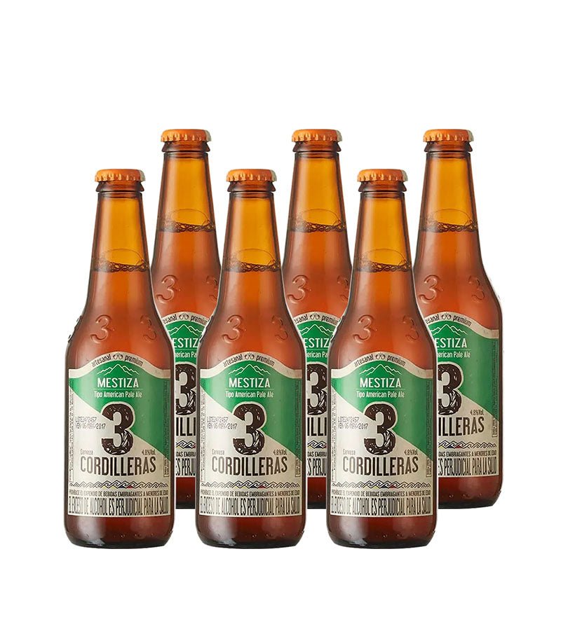 Six pack de cerveza 3 Cordilleras Mestiza en botella de 300 ml