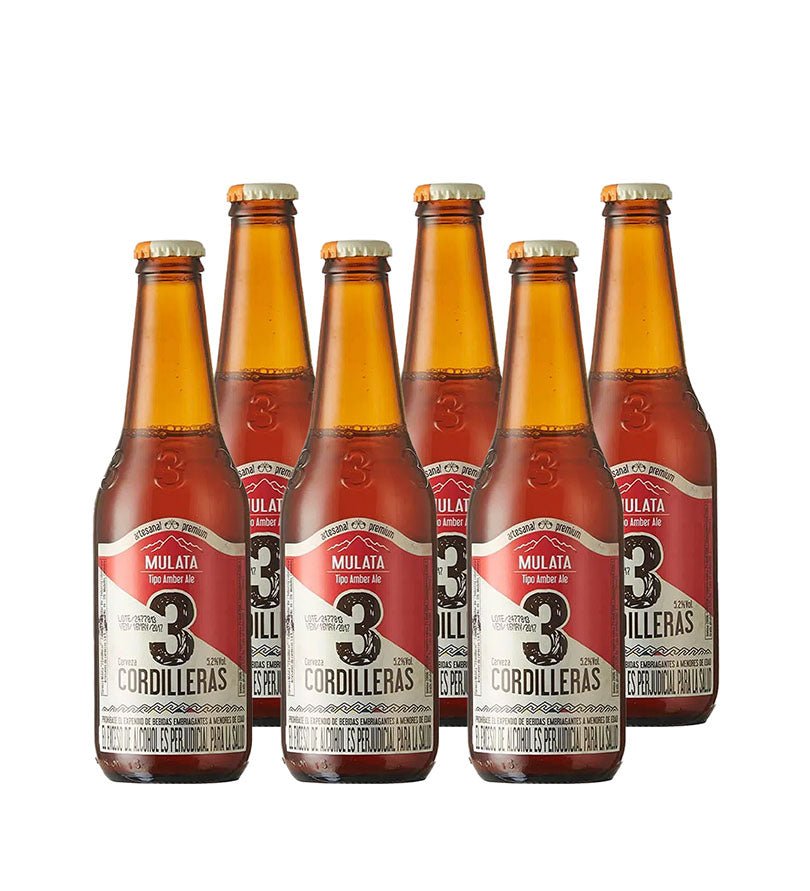 Six pack de cerveza 3 Cordilleras Mulata en botella de 300 ml