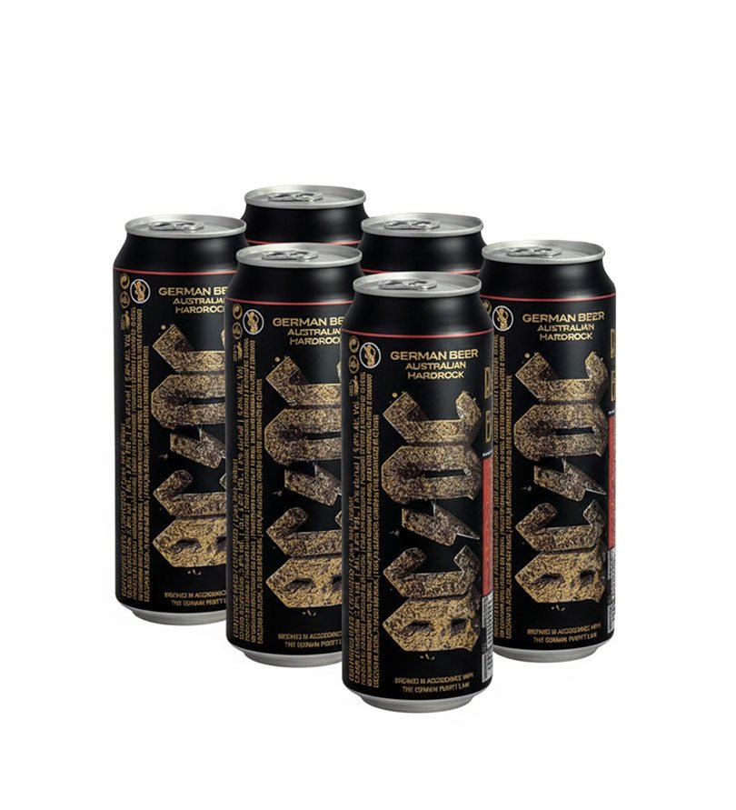 Six pack de cerveza AC/DC German Beer, 6 latas de 568 ml