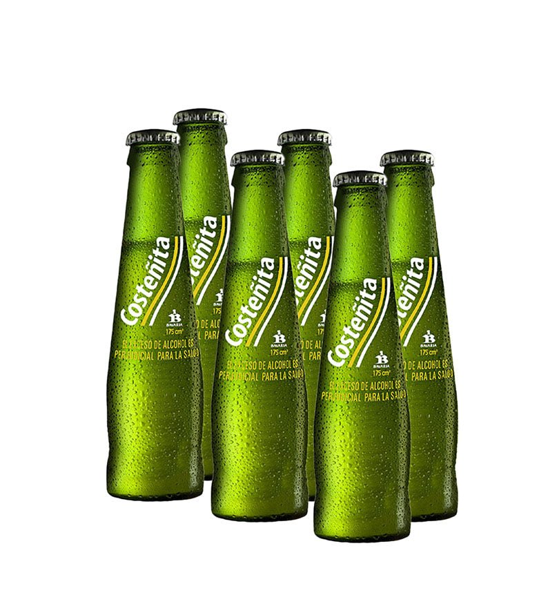 Six pack de cerveza Costeñita en botella de 175 ml