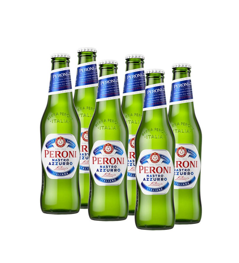 Six pack de cerveza Peroni, 6 botellas de vidrio de 330 ml