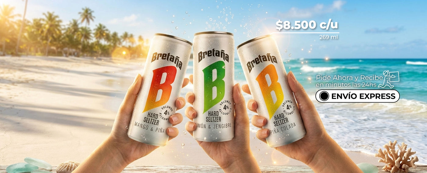 bretaña hard seltzer, bebida alcohólica refrescante con gas y sabor ligero, disponible en licores medellín con domicilio de licores 24 horas en medellín y área metropolitana