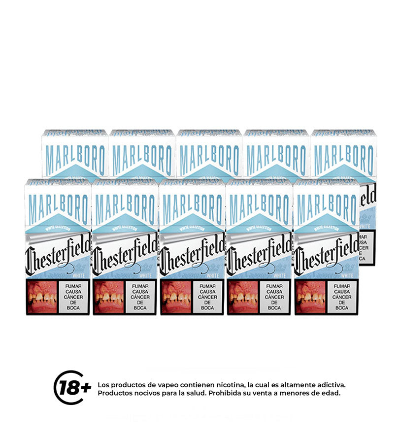 Cartón Medio Cigarrilo Chesterfield White - 10 Cajetillas