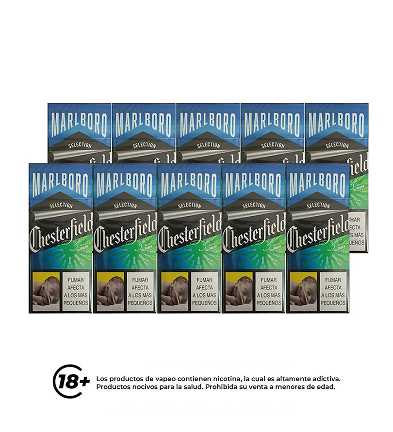Cartón Medio Cigarrillo Chesterfield Green - 10 Cajetillas