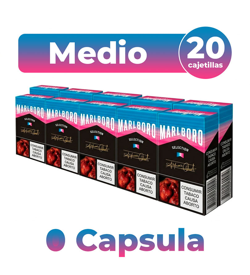 Cartón Medio Cigarrillo Marlboro Fusion Rosa Azul - 20 Cajetillas