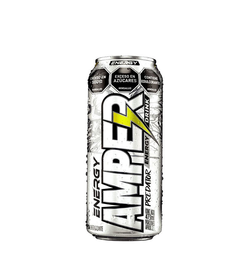 Lata de bebida energizante Amper Blanco de 473 ml