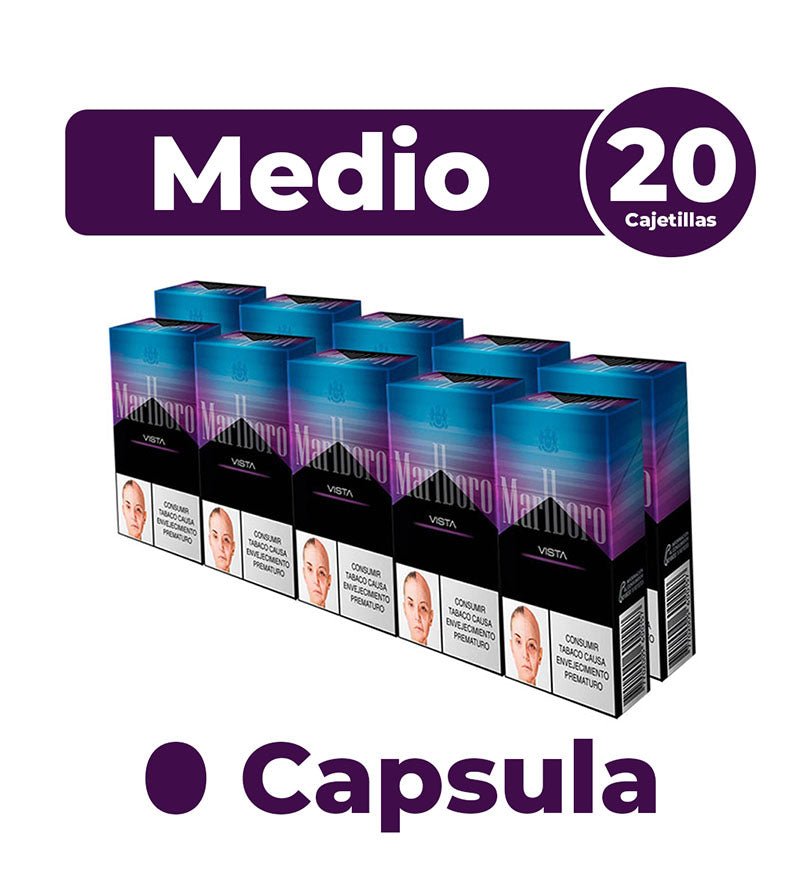 Cartón Medio Cigarrillo Marlboro Fusion Mora Azul - 20 Cajetillas - Licores Medellín