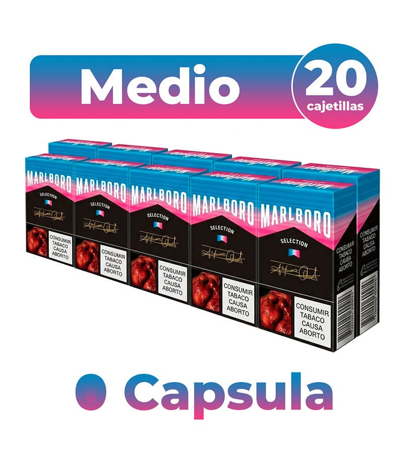 Cartón Medio Cigarrillo Marlboro Fusion Rosa Azul - 20 Cajetillas - Licores Medellín