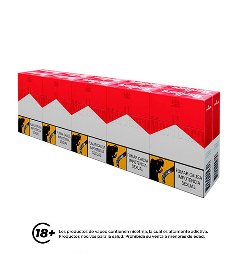 Cartón Medio Cigarrillo Marlboro Rojo - 10 Cajetillas - Licores Medellín