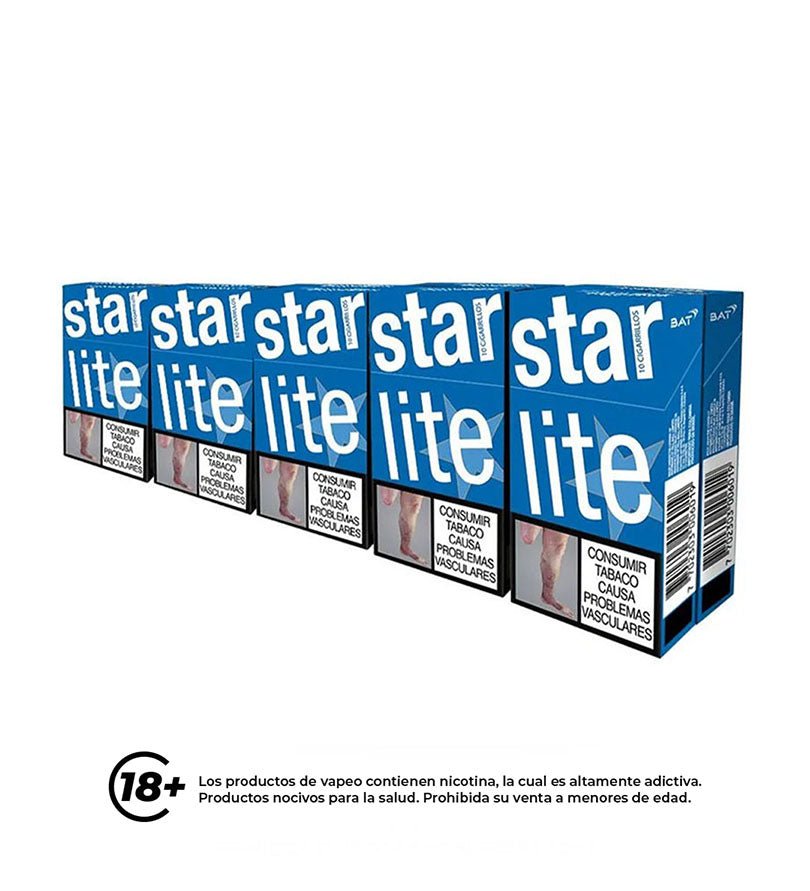 Cartón Medio Cigarrillo Star Lite - 20 Cajetillas - Licores Medellín