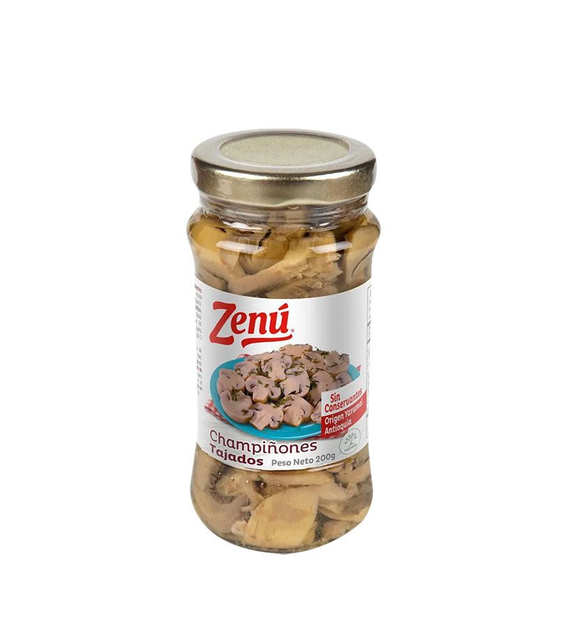 Empaque de champiñones tajados en conserva Zenú de 200 g