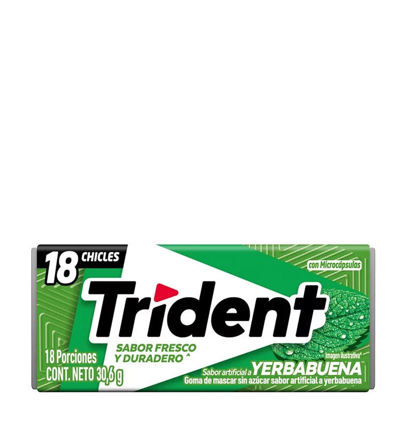 Empaque de chicle Trident Americano Yerbabuena de 30 g