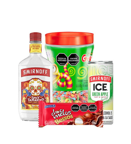 Combo Halloween - Smirnoff Tamarindo, Gomitas Grissly, Chocmelos, Smirnoff Ice - Licores Medellín