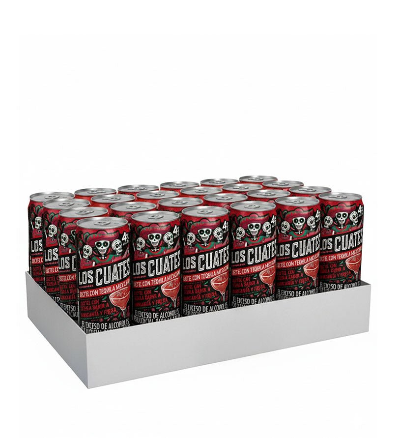 Paca de 24 latas de cóctel con tequila Los Cuates Margarita Fresa de 269 ml