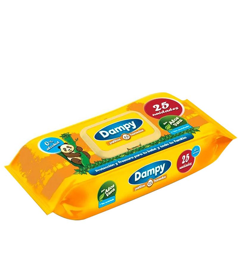 Empaque de pañitos húmedos Dampy de 25 unidades