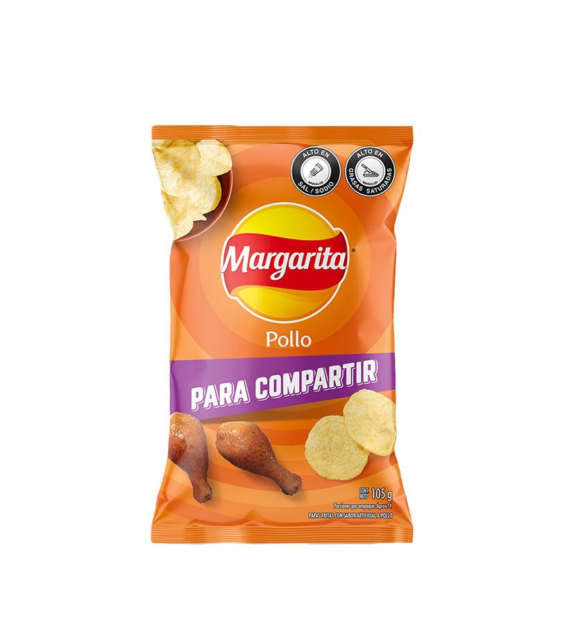 Empaque de papas Margarita Pollo de 105 g