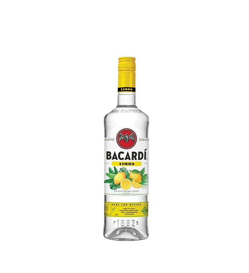 Botella transparente de Ron Bacardí Limón de 750 ml con tapa amarilla