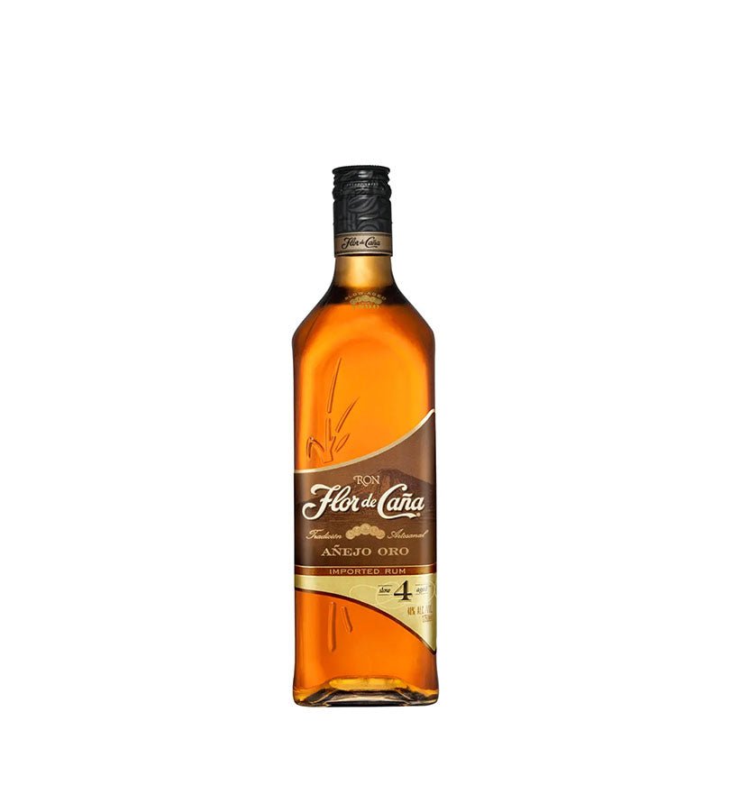 Botella alta de Ron Flor de Caña 4 Años Añejo Oro de 750 ml