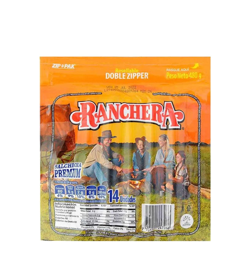 Empaque de salchicha Premium Ranchera de 480 g