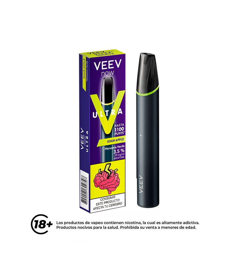 Vaper VEEV Now Ultra Sour Apple - 1100 Puff - Licores Medellín