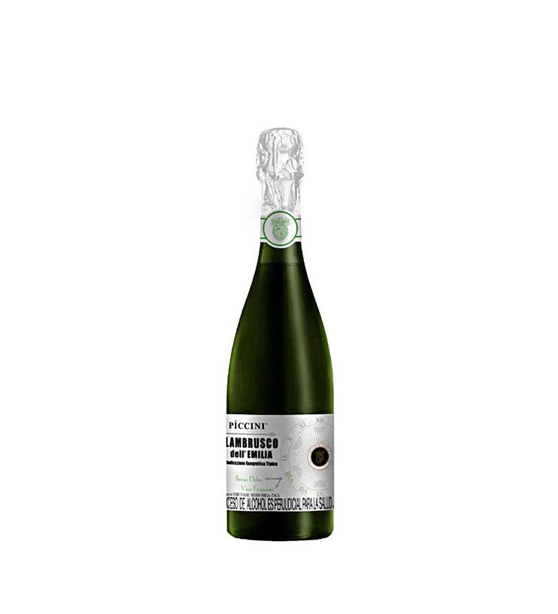 Botella de vino espumoso Lambrusco Piccini Blanco de 750 ml