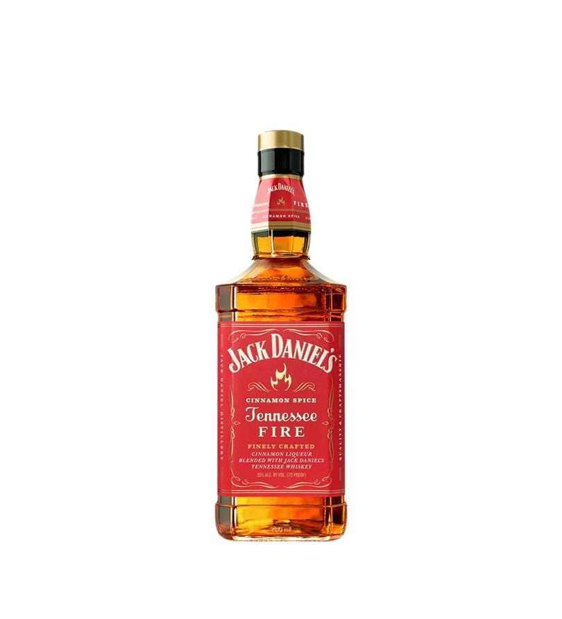 Botella cuadrada de Jack Daniel's Tennessee Fire de 700 ml con etiqueta roja