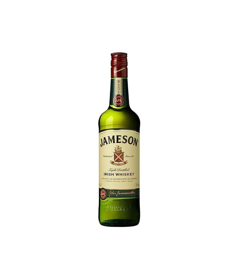 Botella verde de Whiskey Jameson irlandés de 700 ml con etiqueta crema