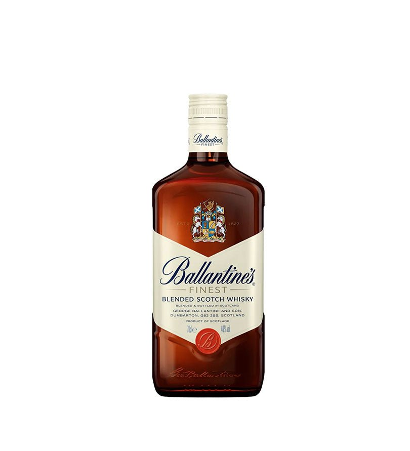 Botella oscura de Whisky Ballantine's Finest de 700 ml con etiqueta crema