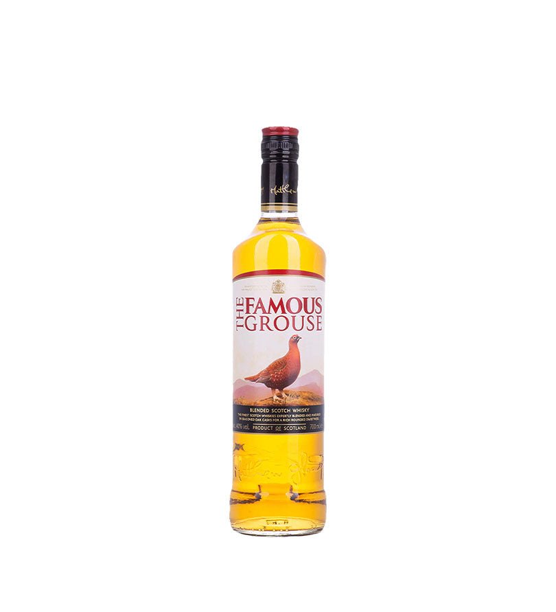 Botella de Whisky The Famous Grouse de 700 ml con un urogallo en la etiqueta