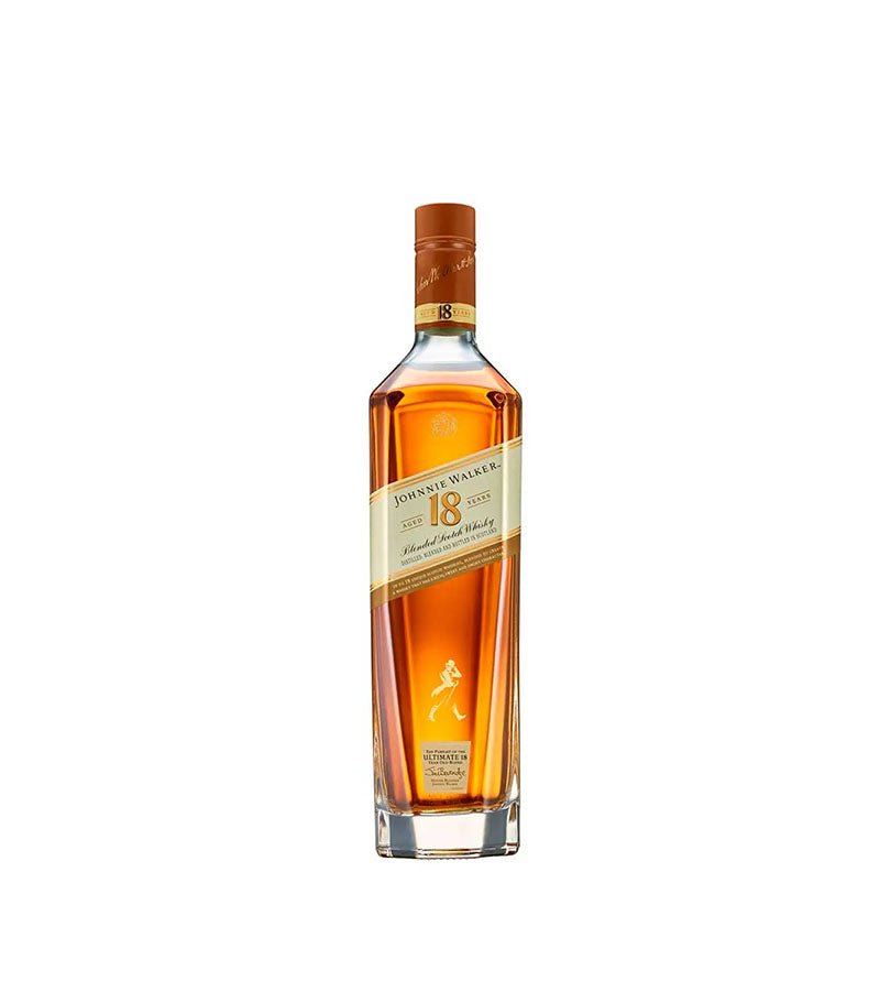 Botella cuadrada de Whisky Johnnie Walker 18 Años de 750 ml con etiqueta dorada