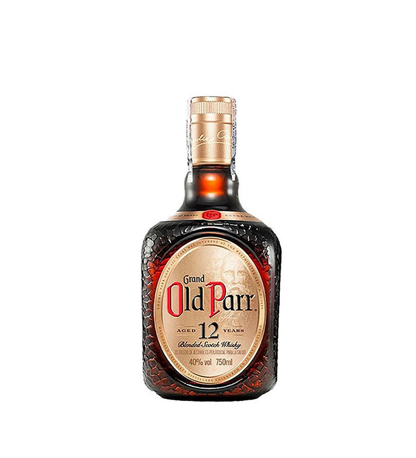 Botella cuadrada y craquelada de Whisky Old Parr 12 Años de 750 ml
