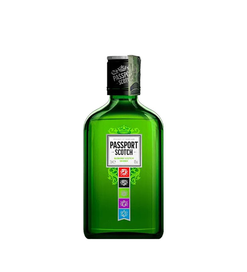 Botella de bolsillo de Whisky Passport Scotch de 200 ml, vidrio verde