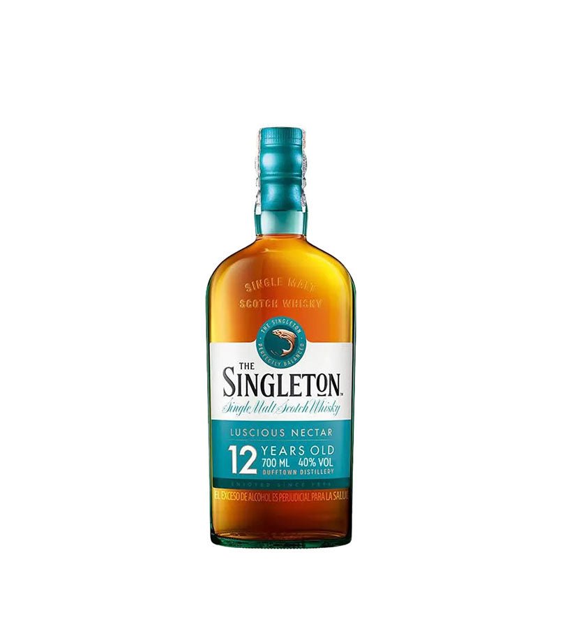 Botella ancha de Whisky The Singleton 12 Años de 700 ml con etiqueta azul verdoso