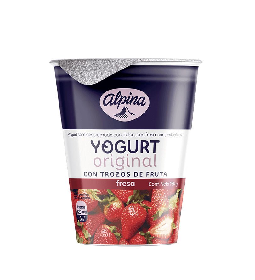 Empaque de yogurt Alpina sabor fresa de 150 g