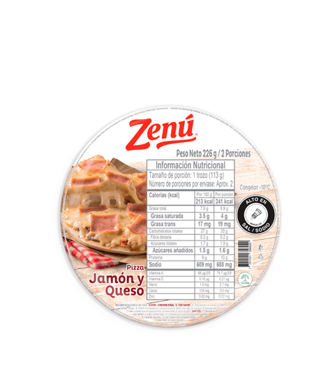 Pizza Personal Jamón y Queso Zenú - 226G - Licores Medellín