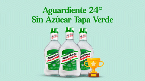 El éxito del Aguardiente 24 Grados Sin Azúcar Tapa Verde - Licores Medellín
