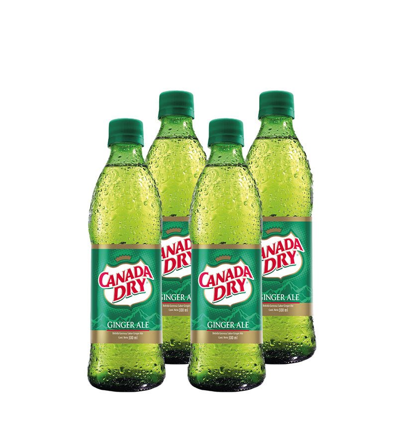 4 pack de botellas de bebida Ginger Ale Canada Dry de 300 ml