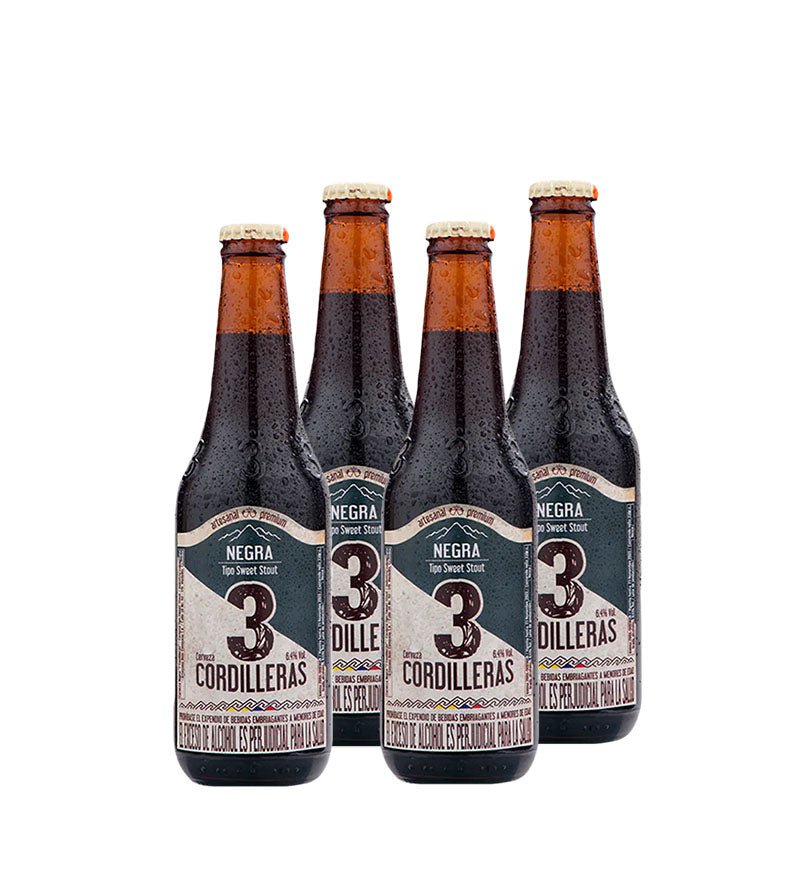 4 Pack Cerveza 3 Cordilleras Negra - 300cc - Licores Medellín