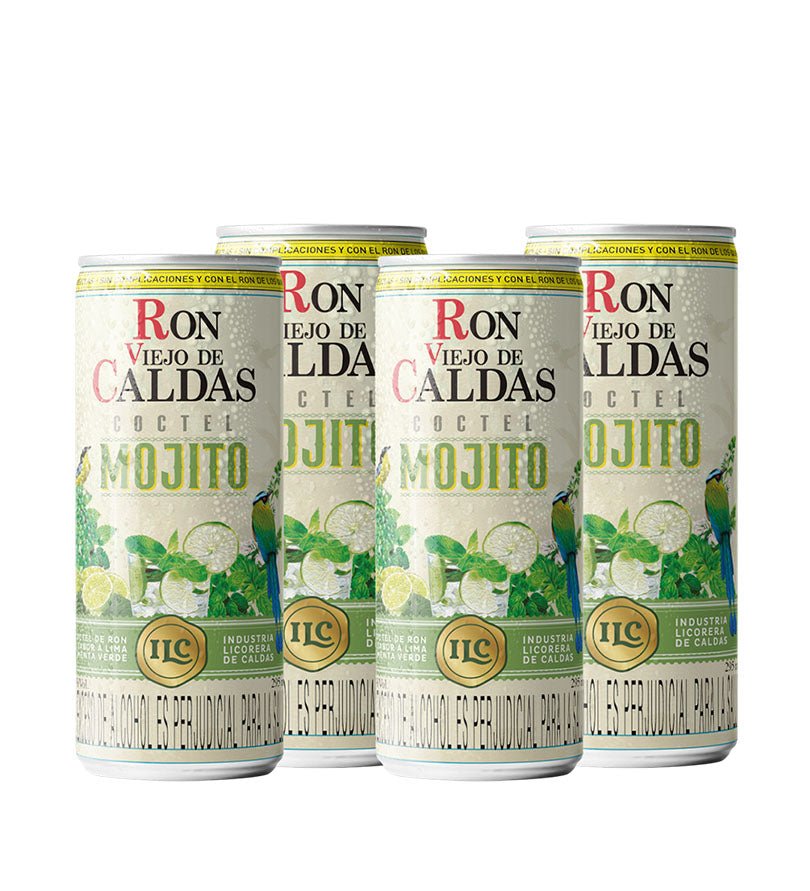 4 pack de latas de cóctel Mojito con Ron Viejo de Caldas de 295 ml