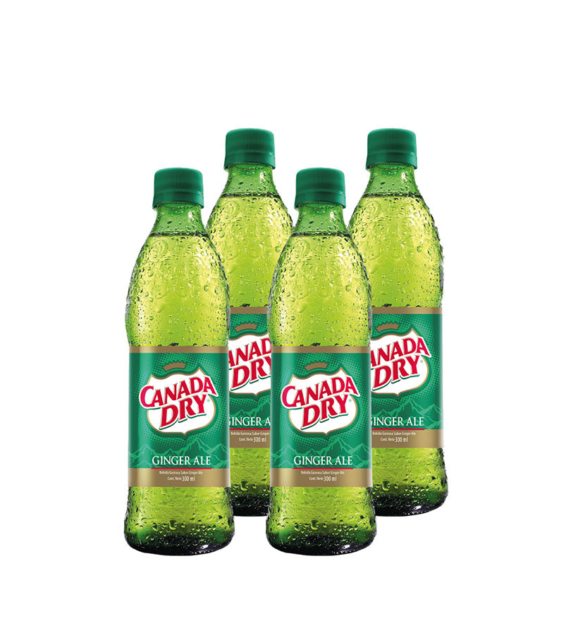 4 Pack Bebida Ginger Ale Canada Dry - 300cc