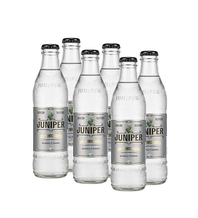 6 pack de botellas de agua tónica Juniper de 200 ml