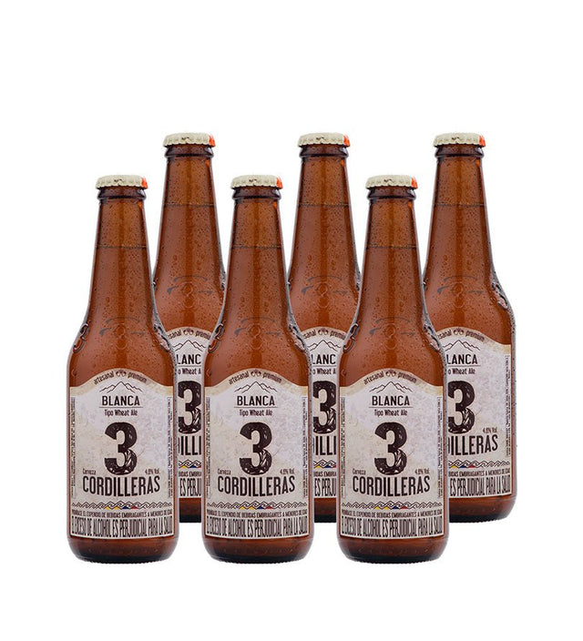 6 Pack Cerveza 3 Cordilleras Blanca - 300cc - Licores Medellín