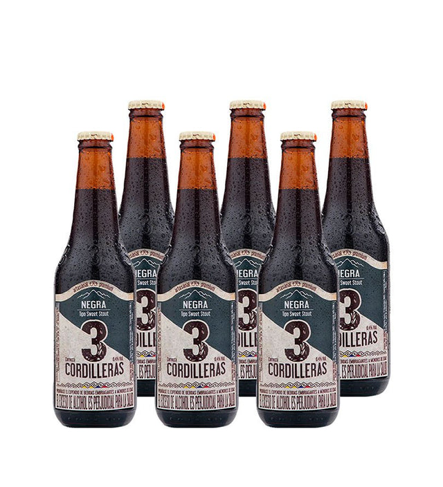 6 Pack Cerveza 3 Cordilleras Negra - 300cc - Licores Medellín