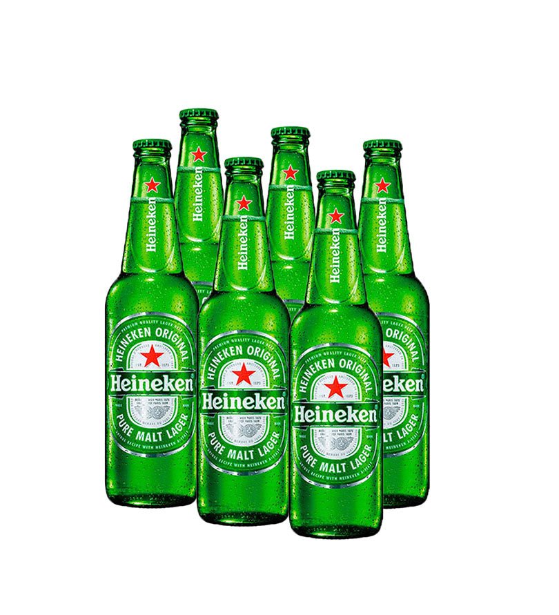 Six pack de cerveza Heineken en botella de 330 ml