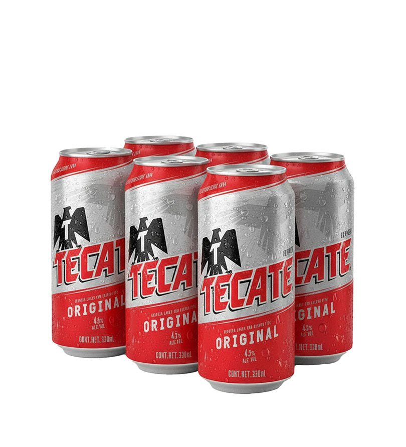 Six pack de cerveza Tecate en lata de 330 ml