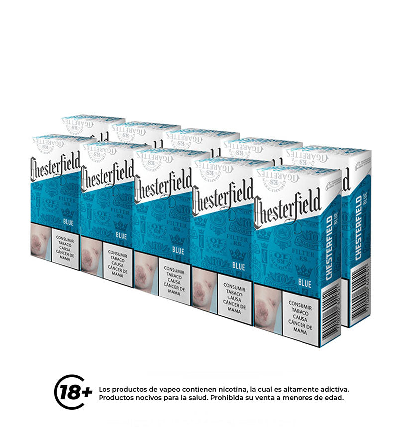 Cartón Medio Cigarrillo Chesterfield Blue - 20 Cajetillas