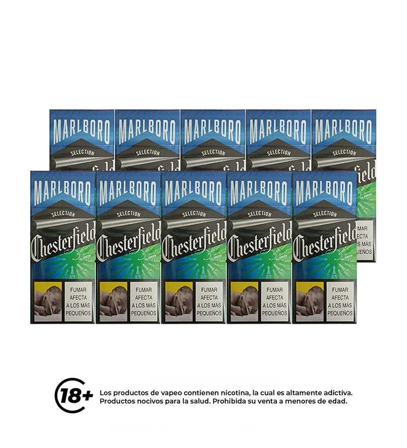 Cartón Paquete Cigarrillo Chesterfield Green - 10 Cajetillas
