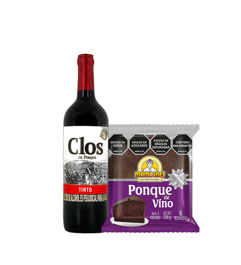 Combo Ancheta Decorada de Vino Clos de Pirque + Ponque de Vino